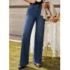 imageEVALESS Womens Jeans Trendy High Waist Straight Leg Wide Leg Frayed Baggy Raw Hem Boyfriends Stretchy Denim PantsDirty Blue