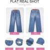 imageEVALESS Womens Jeans Trendy High Waist Straight Leg Wide Leg Frayed Baggy Raw Hem Boyfriends Stretchy Denim PantsMyosotis
