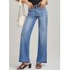 imageEVALESS Womens Jeans Trendy High Waist Straight Leg Wide Leg Frayed Baggy Raw Hem Boyfriends Stretchy Denim PantsMyosotis