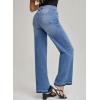 imageEVALESS Womens Jeans Trendy High Waist Straight Leg Wide Leg Frayed Baggy Raw Hem Boyfriends Stretchy Denim PantsMyosotis