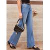 imageEVALESS Womens Jeans Trendy High Waist Straight Leg Wide Leg Frayed Baggy Raw Hem Boyfriends Stretchy Denim PantsMyosotis