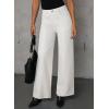 imageEVALESS Womens Jeans Trendy High Waist Straight Leg Wide Leg Frayed Baggy Raw Hem Boyfriends Stretchy Denim PantsWhite