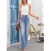 imageEVALESS Womens Wide Leg Jeans High Waisted Straight Leg Jeans Trendy Stretchy Loose Zimbaplatinum Denim Pants with PocketsIceland Blue