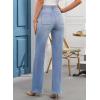 imageEVALESS Womens Wide Leg Jeans High Waisted Straight Leg Jeans Trendy Stretchy Loose Zimbaplatinum Denim Pants with PocketsIceland Blue