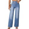 imageEVALESS Jeans for Women Trendy 2025 Overlap Waist Straight Wide Leg Stretchy Denim PantsBeau Blue