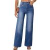 imageEVALESS Jeans for Women Trendy 2025 Overlap Waist Straight Wide Leg Stretchy Denim PantsSail Blue