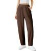 imageEVALESS Womens Corduroy Pants Elastic High Waist Pleated Wide Leg Trousers Fall Comfy Casual Baggy Pants with PocketsBrown