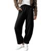 imageEVALESS Womens Fall Elastic High Waisted Baggy Pants Balloon Wide Leg Pants Woman Casual Cropped Length Trouser with PocketsBlack