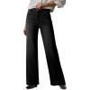 imageEVALESS Womens Jeans Trendy High Waist Straight Leg Wide Leg Frayed Baggy Raw Hem Boyfriends Stretchy Denim PantsBlack