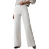 imageEVALESS Womens Jeans Trendy High Waist Straight Leg Wide Leg Frayed Baggy Raw Hem Boyfriends Stretchy Denim PantsWhite