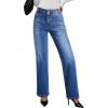 imageEVALESS Womens Wide Leg Jeans High Waisted Straight Leg Jeans Trendy Stretchy Loose Zimbaplatinum Denim Pants with PocketsLight Blue