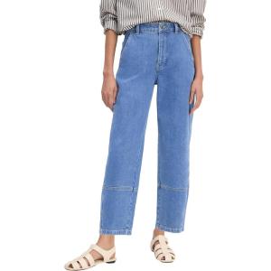 imageEVALESS Jeans for Women Wide Leg High Waisted Boyfriend Straight Leg Stretchy Cropped Denim PantsBeau Blue