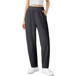 imageEVALESS Womens Corduroy Pants Elastic High Waist Pleated Wide Leg Trousers Fall Comfy Casual Baggy Pants with PocketsGrey