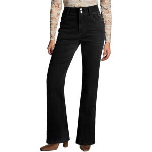 imageEVALESS Womens Flare Bell Bottom Jeans High Waisted Wide Leg Bootcut Jeans Stretchy Denim PantsBlack