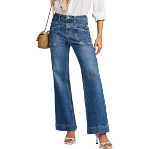 imageEVALESS Womens Jeans Wide Leg High Waisted Straight Bootcut Jeans Trendy Fall 2025 Zimbaplatinum Stretchy Denim PantsAshleigh Blue