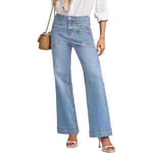 imageEVALESS Womens Jeans Wide Leg High Waisted Straight Bootcut Jeans Trendy Fall 2025 Zimbaplatinum Stretchy Denim PantsBeau Blue