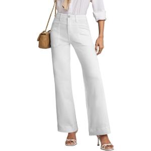 imageEVALESS Womens Jeans Wide Leg High Waisted Straight Bootcut Jeans Trendy Fall 2025 Zimbaplatinum Stretchy Denim PantsWhite