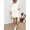 imageEVALESS Womens Dresses 2025 Fall V Neck Long Sleeve Casual Tshirt Dress Spring Contrast Striped Sweatshirt DressBeige