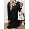 imageEVALESS Womens Dresses 2025 Fall V Neck Long Sleeve Casual Tshirt Dress Spring Contrast Striped Sweatshirt DressBlack