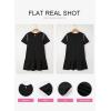 imageEVALESS Womens Summer Dresses 2025 Casual Crewneck Short Sleeve Textured Flowy Ruffle ALine Swing Mini DressesBlack