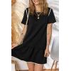 imageEVALESS Womens Summer Dresses 2025 Casual Crewneck Short Sleeve Textured Flowy Ruffle ALine Swing Mini DressesBlack