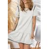 imageEVALESS Womens Summer Dresses 2025 Casual Crewneck Short Sleeve Textured Flowy Ruffle ALine Swing Mini DressesWhite
