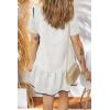 imageEVALESS Womens Summer Dresses 2025 Casual Crewneck Short Sleeve Textured Flowy Ruffle ALine Swing Mini DressesWhite