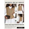imageEVALESS Oversized Sweater Vest for Women V Neck Sleeveless Solid Color Loose Pullover Sweater1 Khaki