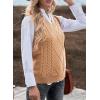 imageEVALESS Oversized Sweater Vest for Women V Neck Sleeveless Solid Color Loose Pullover Sweater1 Khaki