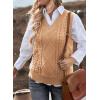 imageEVALESS Oversized Sweater Vest for Women V Neck Sleeveless Solid Color Loose Pullover Sweater1 Khaki