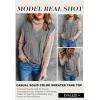 imageEVALESS Oversized Sweater Vest for Women V Neck Sleeveless Solid Color Loose Pullover Sweater3a Grey
