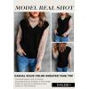 imageEVALESS Oversized Sweater Vest for Women V Neck Sleeveless Solid Color Loose Pullover SweaterA Black