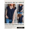 imageEVALESS Oversized Sweater Vest for Women V Neck Sleeveless Solid Color Loose Pullover SweaterA Blue