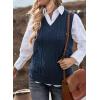 imageEVALESS Oversized Sweater Vest for Women V Neck Sleeveless Solid Color Loose Pullover SweaterA Blue