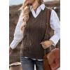 imageEVALESS Oversized Sweater Vest for Women V Neck Sleeveless Solid Color Loose Pullover SweaterA Brown