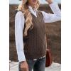 imageEVALESS Oversized Sweater Vest for Women V Neck Sleeveless Solid Color Loose Pullover SweaterA Brown