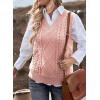 imageEVALESS Oversized Sweater Vest for Women V Neck Sleeveless Solid Color Loose Pullover SweaterA Pink
