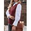 imageEVALESS Oversized Sweater Vest for Women V Neck Sleeveless Solid Color Loose Pullover SweaterA Red