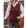imageEVALESS Oversized Sweater Vest for Women V Neck Sleeveless Solid Color Loose Pullover SweaterA Red
