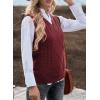 imageEVALESS Oversized Sweater Vest for Women V Neck Sleeveless Solid Color Loose Pullover SweaterA Red
