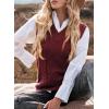 imageEVALESS Oversized Sweater Vest for Women V Neck Sleeveless Solid Color Loose Pullover SweaterA Red