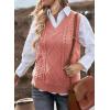 imageEVALESS Oversized Sweater Vest for Women V Neck Sleeveless Solid Color Loose Pullover SweaterB Red