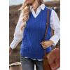 imageEVALESS Oversized Sweater Vest for Women V Neck Sleeveless Solid Color Loose Pullover SweaterC1 Blue