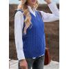 imageEVALESS Oversized Sweater Vest for Women V Neck Sleeveless Solid Color Loose Pullover SweaterC1 Blue