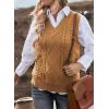 imageEVALESS Oversized Sweater Vest for Women V Neck Sleeveless Solid Color Loose Pullover SweaterC1 Brown
