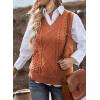 imageEVALESS Oversized Sweater Vest for Women V Neck Sleeveless Solid Color Loose Pullover SweaterC1 Orange