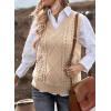 imageEVALESS Oversized Sweater Vest for Women V Neck Sleeveless Solid Color Loose Pullover SweaterC1 Pink