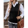 imageEVALESS Oversized Sweater Vest for Women V Neck Sleeveless Solid Color Loose Pullover SweaterC5 Black