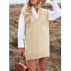 imageEVALESS Oversized Sweater Vest for Women V Neck Sleeveless Solid Color Loose Pullover SweaterD Apricot