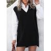 imageEVALESS Oversized Sweater Vest for Women V Neck Sleeveless Solid Color Loose Pullover SweaterD Black